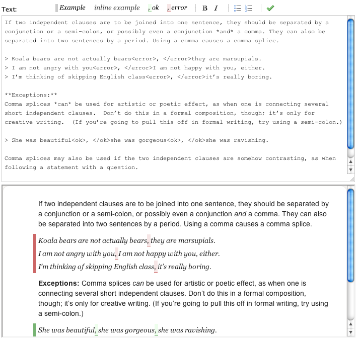 markitup with custom set and preview template
